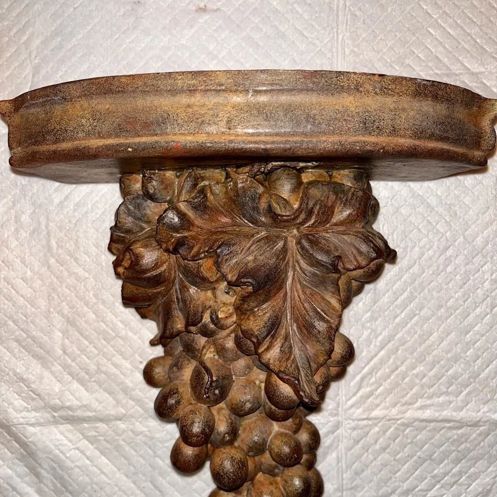 Gold gilt Mediterranean vine grape Wall shelf ,sconce , corbel composite 10 3/4